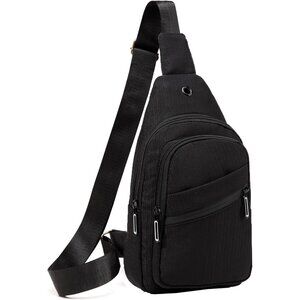 👑Women's Black Nylon Adjustable Straps Classic Sports Hiking Crossbody Bag